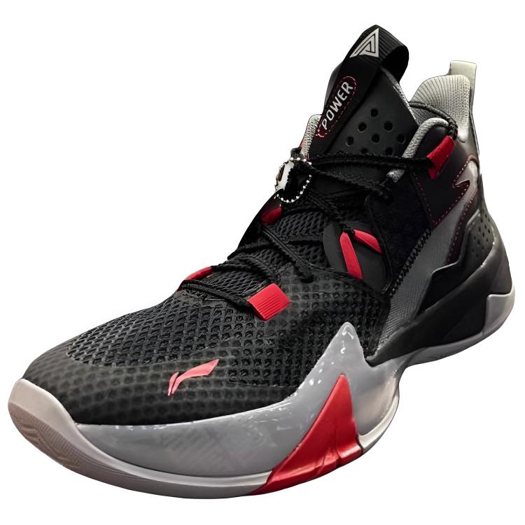 Li Ning Basketball Collection Cushioning Abrasion Resistant Mid top Basketball Shoes Men’s Black Red
