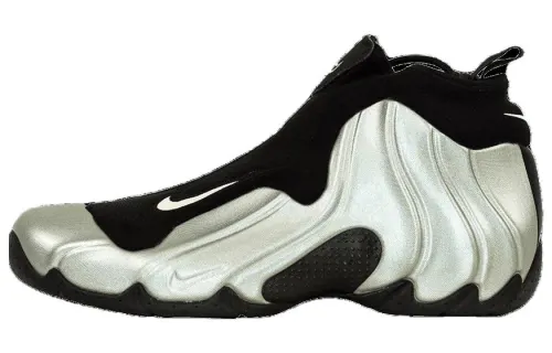 Nike Air Flightposite Majestic comfortable and versatile shock-absorbing and wear-resistant mid-top retro basketball shoes men's silver