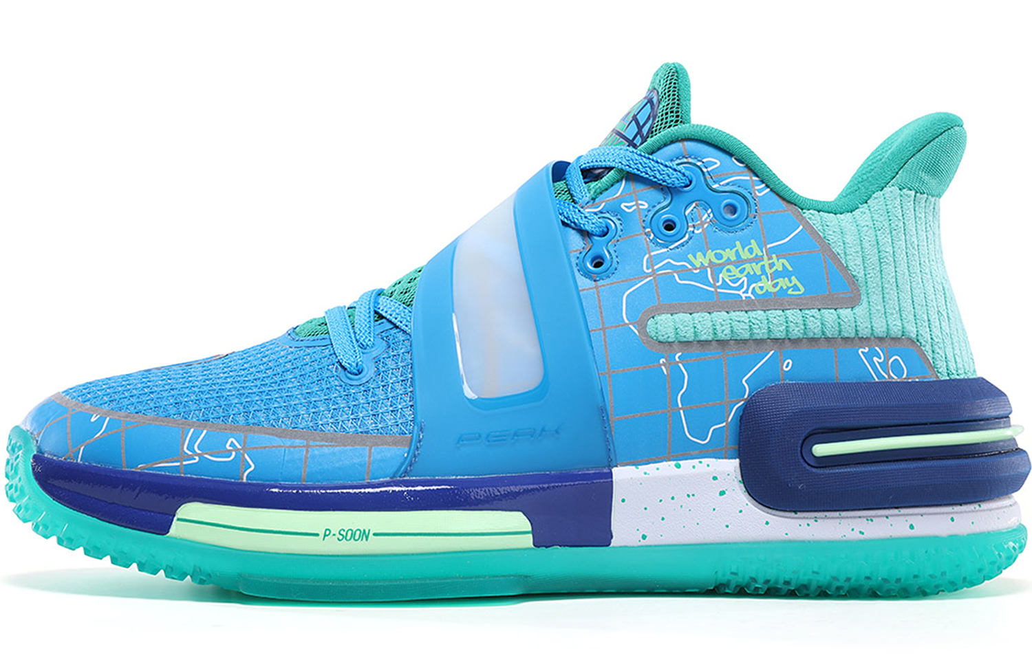 PEAK Flash 2 Generation Basketball Shoes Men’s Low Top Snow Crystal Blue/Bright Green