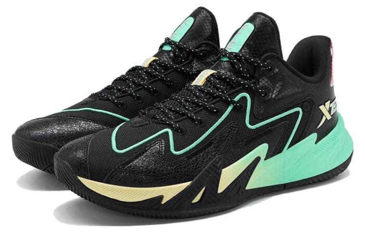 XTEP Slip Resistant Cushioning Abrasion Resistant Low top Basketball Shoes Men’s Black Green