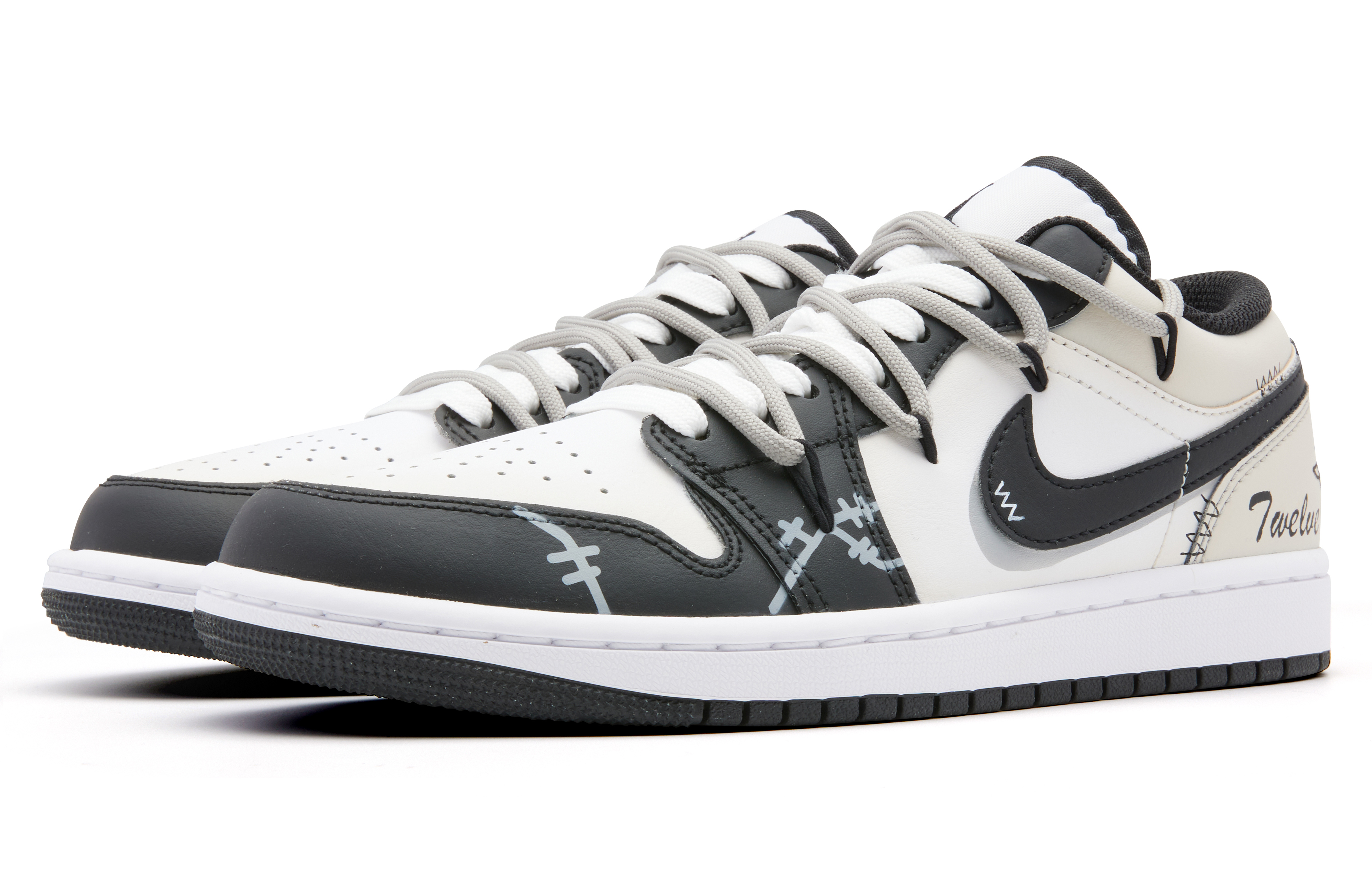 Jordan Air Jordan 1 Low Leather Cushioning Slip Resistant Low top Vintage Basketball Shoes Men’s Black Gray