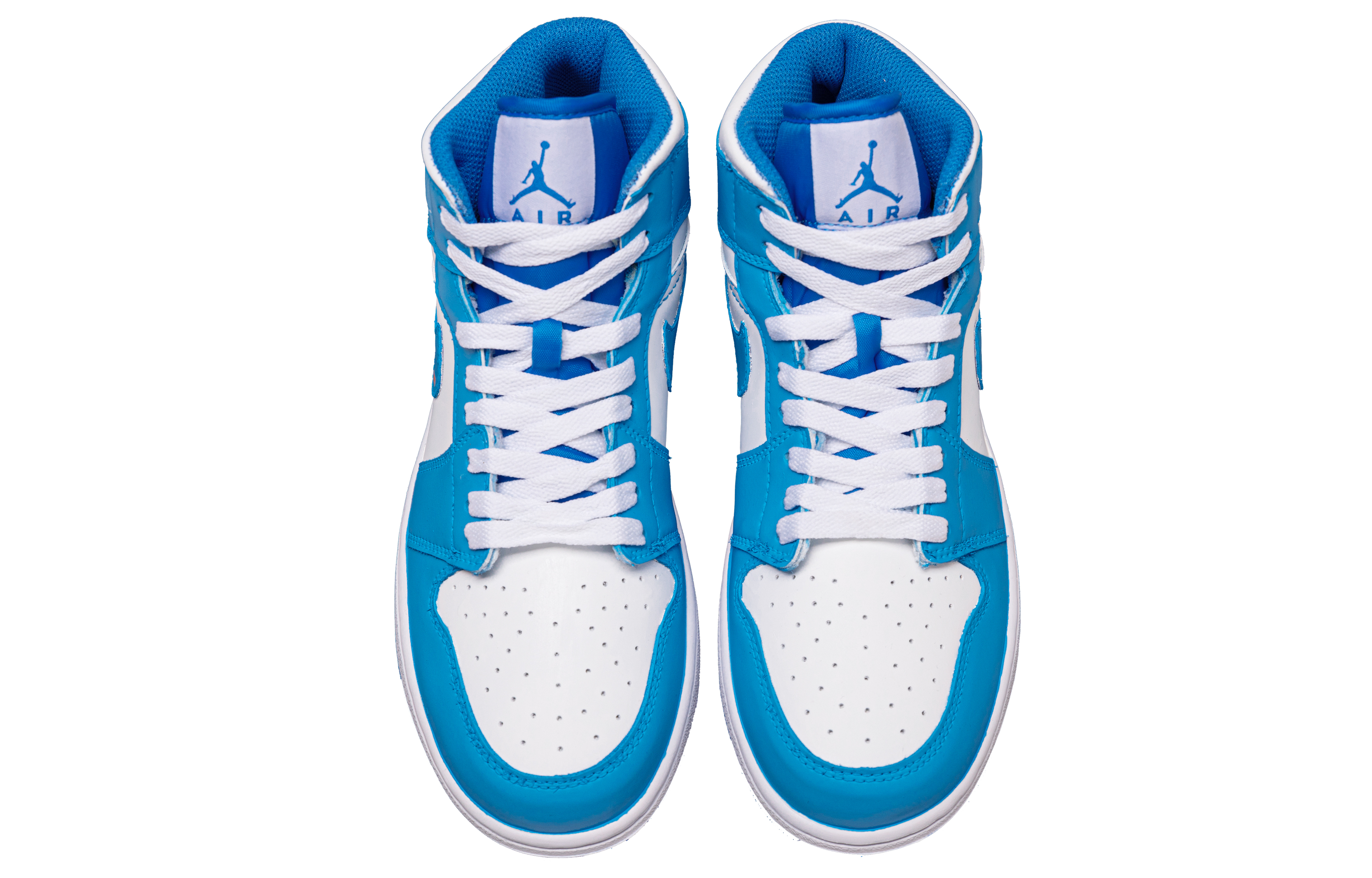 Jordan Air Jordan 1 Collegiate Blue Leather Abrasion Resistant Mid top Vintage Basketball Shoes Unisex Blue White