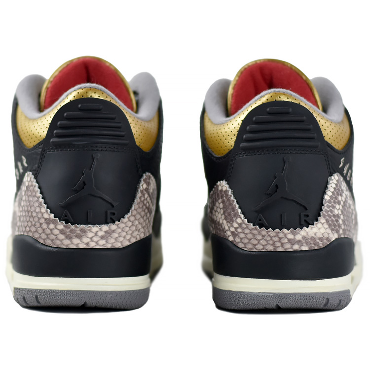Jordan Air Jordan 3 Slip Resistant Abrasion Resistant Mid top Vintage Basketball Shoes Women’s Black Gold