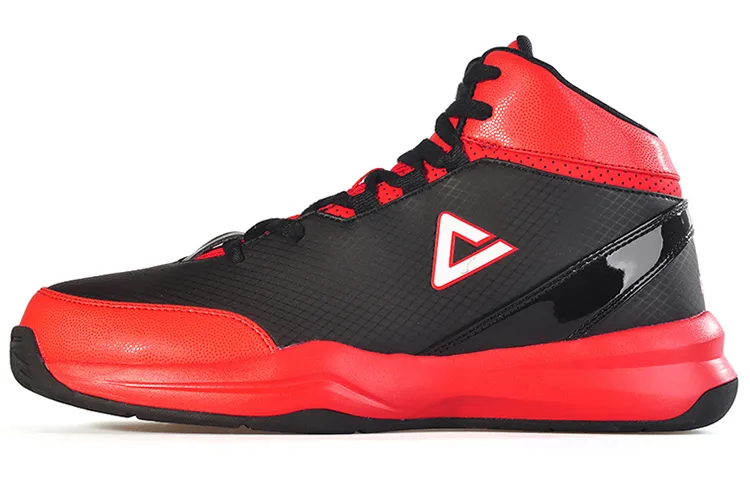 PEAK Nova Abrasion Resistant Slip Resistant Mid top Performance Basketball Shoes Men's Black Red