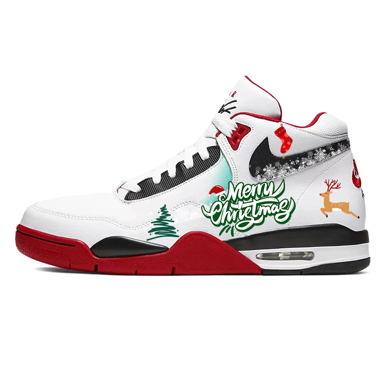 Nike Flight Legacy Slip Resistant Abrasion Resistant Mid top Vintage Basketball Shoes Men’s Red White