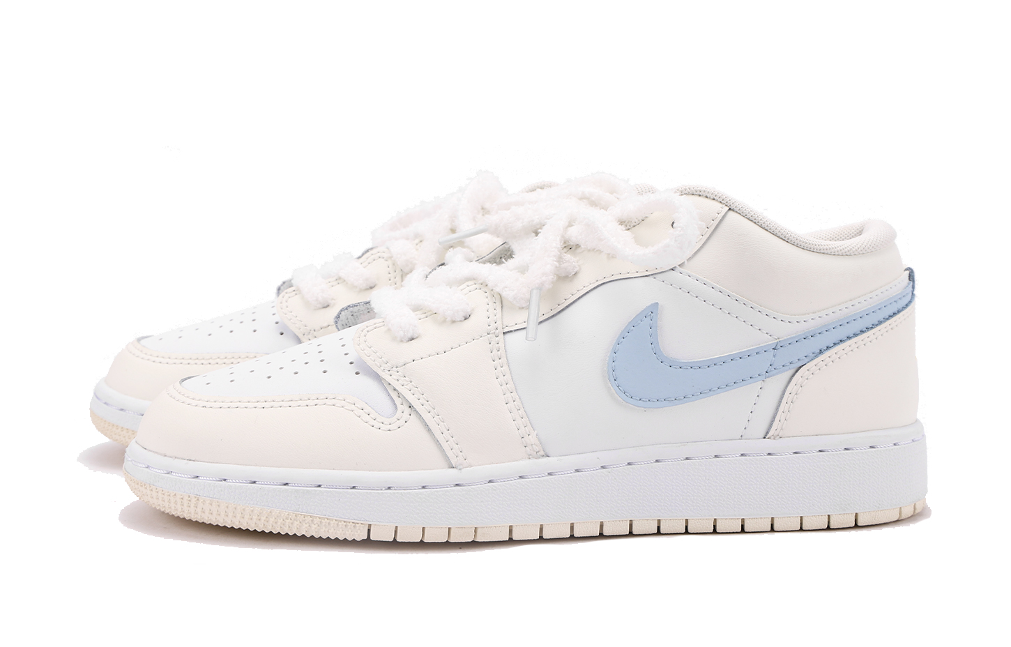 Jordan Air Jordan 1 Slip Resistant Coverage Low top Vintage Basketball Shoes GS White Blue