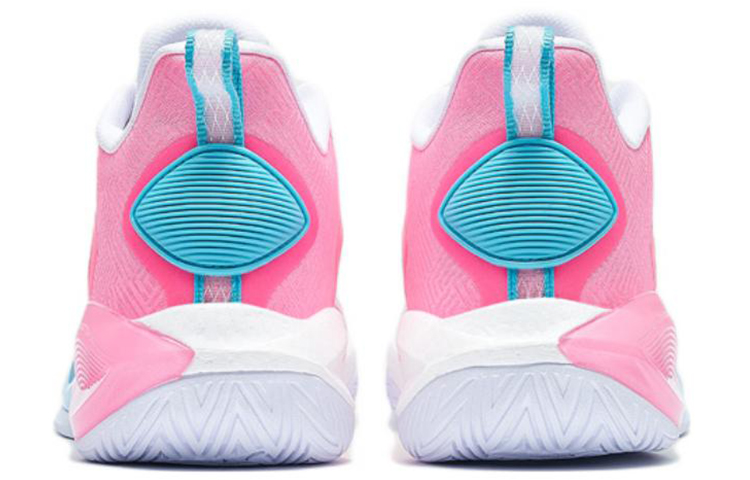 XTEP Game Ready Cushioning Slip Resistant Abrasion Resistant Low top Basketball Shoes Men's White Pink Blue