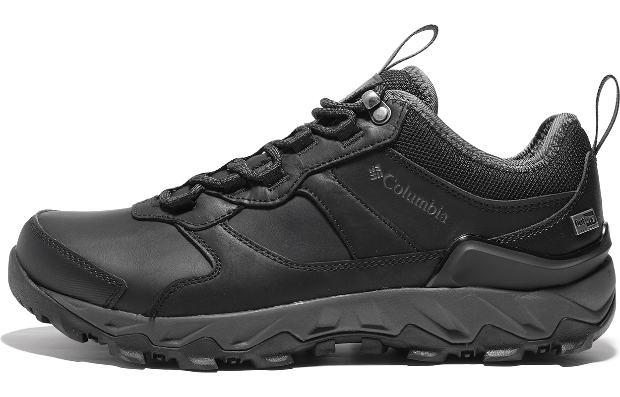 Columbia Colombian cowhide fabric, outdoor sports and leisure, shock-absorbing, non-slip, wear-resistant, waterproof and impact-resistant, low-cut hiking shoes, men's black