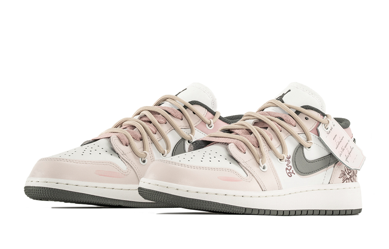 Jordan Air Jordan 1 Low top Vintage Basketball Shoes GS Gray Pink