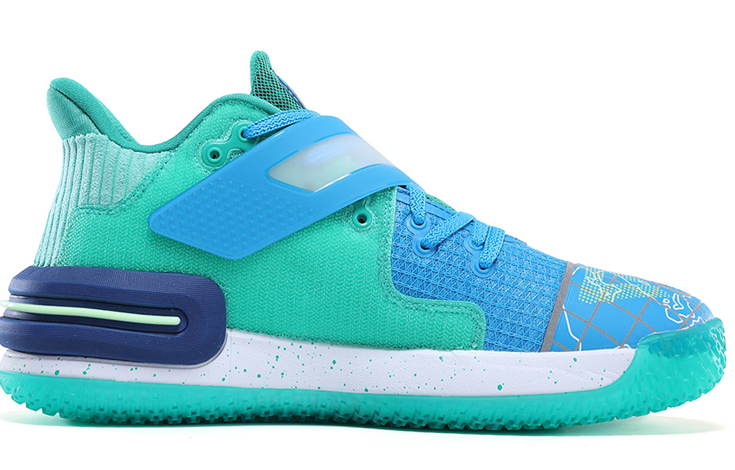 PEAK Flash 2 Generation Basketball Shoes Men’s Low Top Snow Crystal Blue/Bright Green