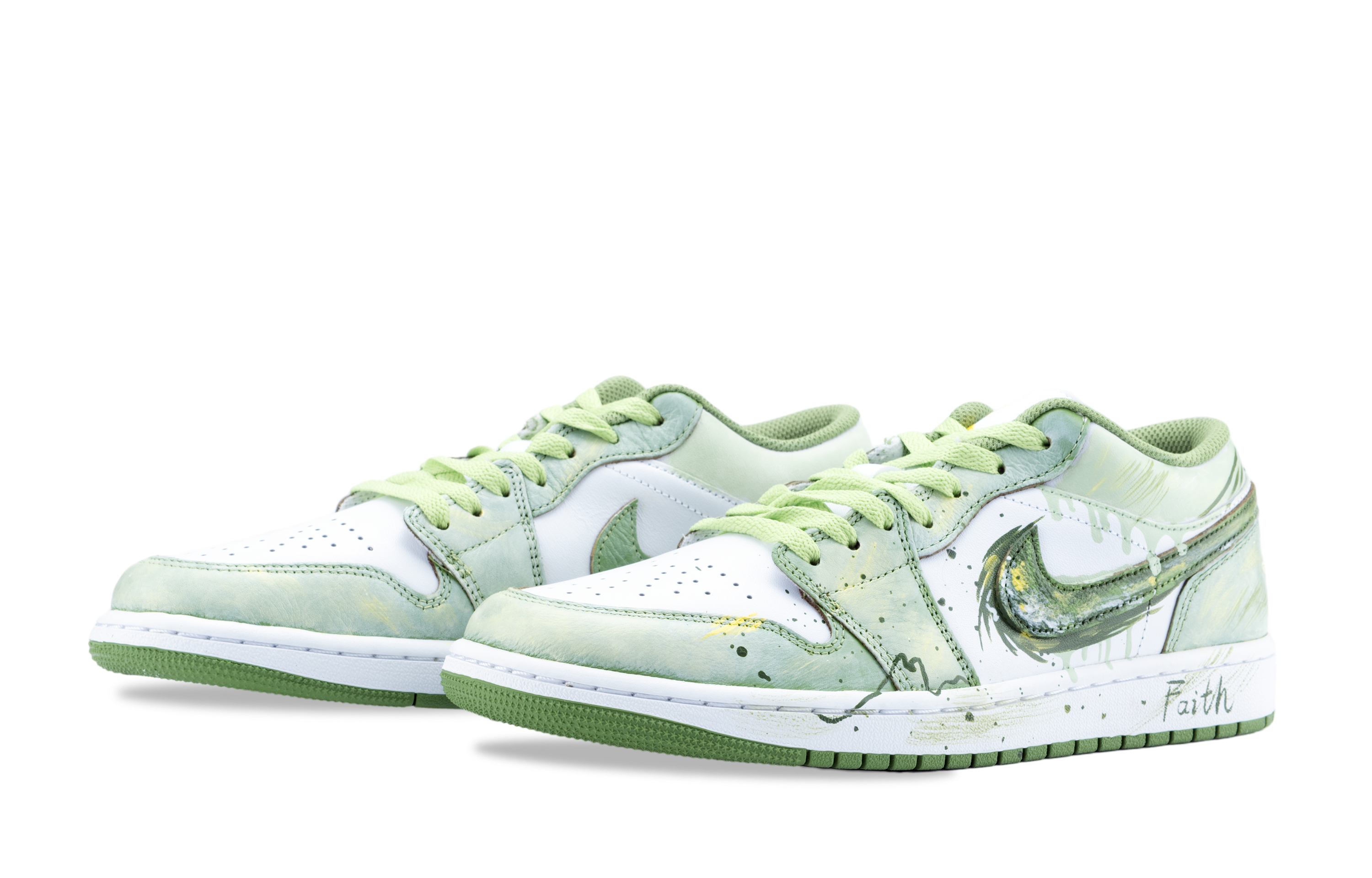 Jordan Air Jordan 1 Slip Resistant Abrasion Resistant Low top Vintage Basketball Shoes Unisex Green