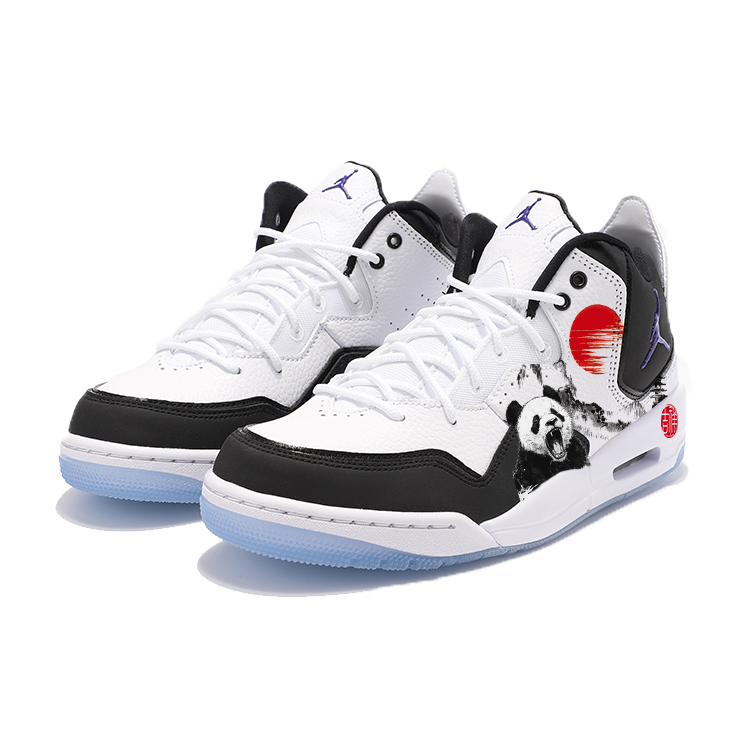 Jordan Courtside 23 Cushioning Slip Resistant Abrasion Resistant Mid top Vintage Basketball Shoes Women’s Black White