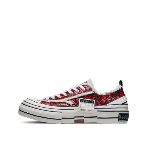 XVESSEL G.O.P. Lows Python Pattern Classic Snake Print Casual Vulcanized Cork Low-top Canvas Shoes Unisex Red