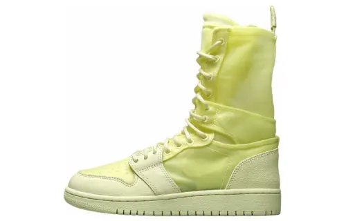 Jordan Air Jordan 1 Explorer XX Luminous Green Leather Fashion Comfortable Shock Absorbing Anti-Slip High Top Retro Basketball Shoes Women's Fluorescent Yellow