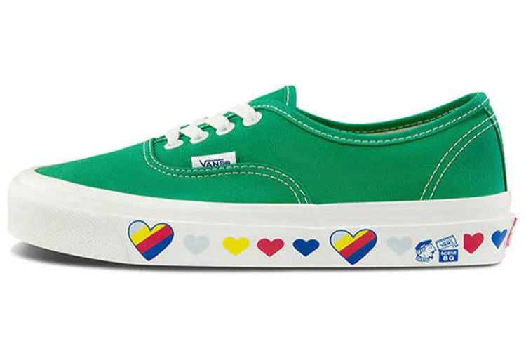 Vans Authentic Platform Canvas Abrasion Resistant Breathable Low top Skateboard Shoes Unisex Green