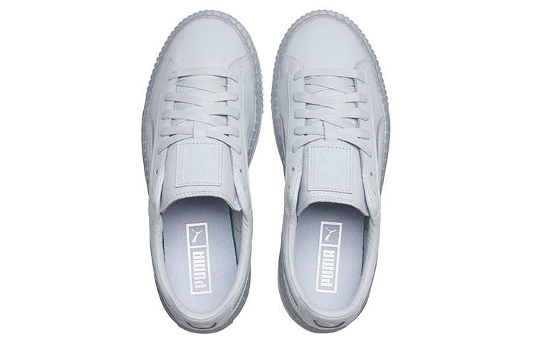 Женские кеды PUMA Basket Platform Core (светло-синий / серебристый) — фото 4