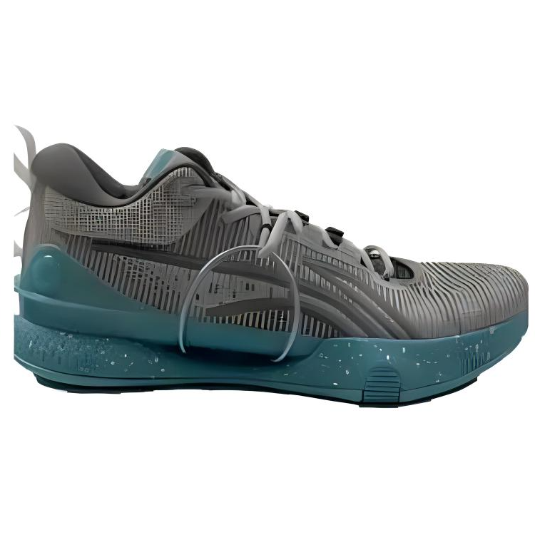 Li Ning Fashion Slip Resistant And Breathable Low top Basketball Shoes Unisex Gray Green