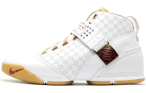 Nike LeBron 5 White Crimson Metallic Gold