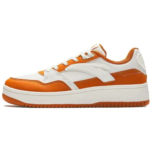 Anta Life Collection Textile, Synthetic Leather Slip Resistant Cushioning Low top Skateboard Shoes Women's White Orange