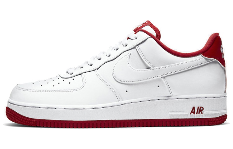 Мужские кроссовки Nike Air Force 1 (бело-красные) — фото 1