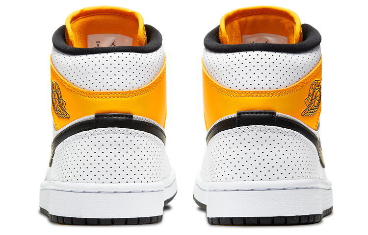 Женские кроссовки Jordan Air Jordan 1 mid "laser orange" (бело-оранжевые) — фото 5