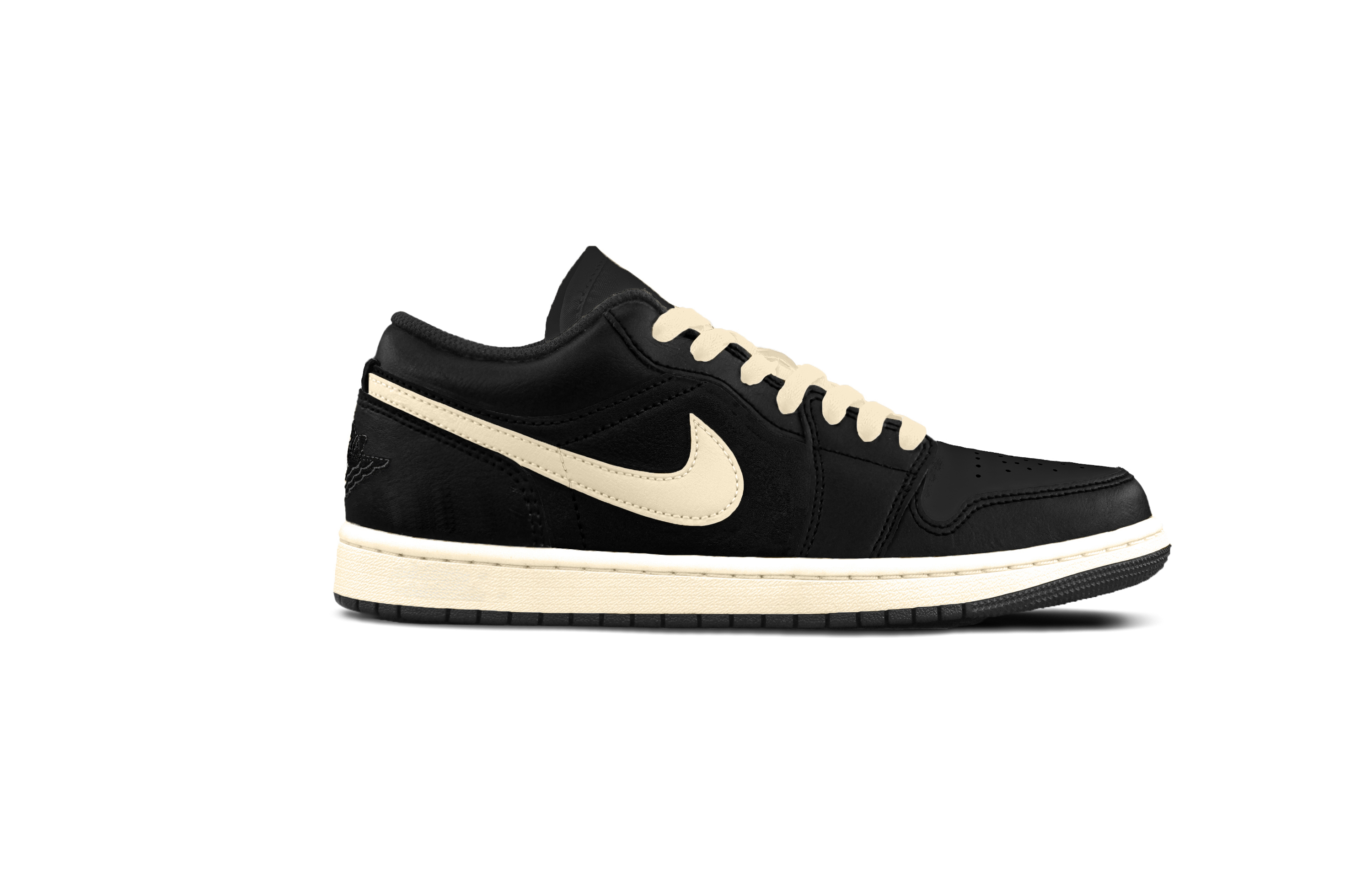 Jordan Air Jordan 1 Black Rice Toes Cushioning, Wear Resistant Low top Vintage Basketball Shoes Unisex Black