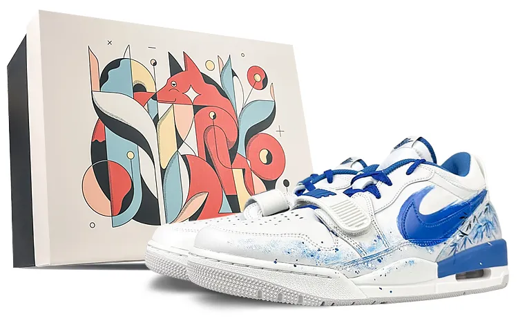 Jordan Legacy 312 Cushioning Slip Resistant Cushioning Slip Resistant Low top Vintage Basketball Shoes Men's Blue White