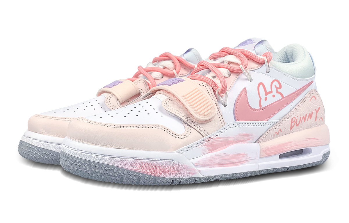 Jordan Legacy 312 Slip Resistant Low top Vintage Basketball Shoes GS White Pink