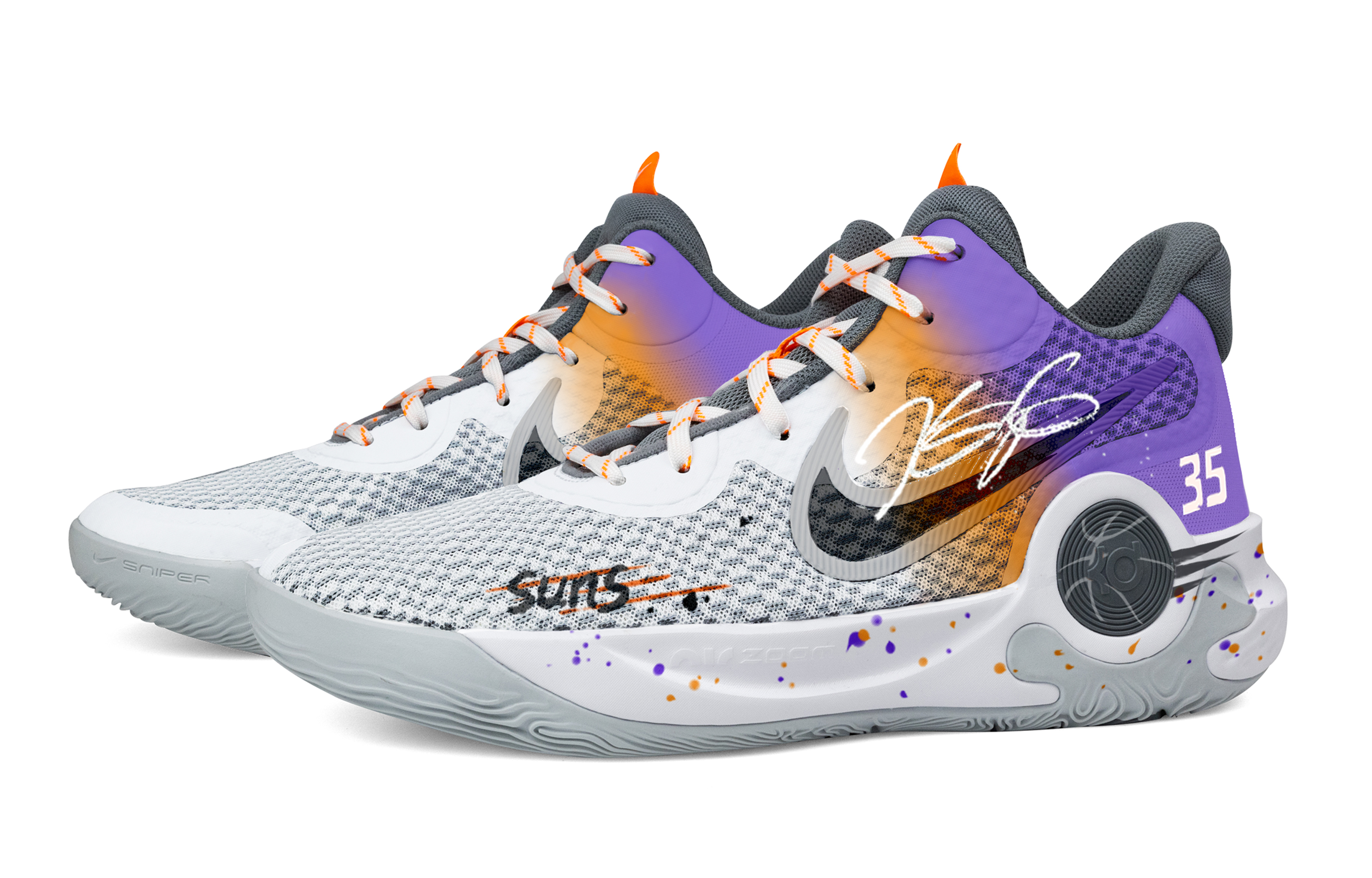 Nike KD Trey 5 IX Basketball Shoes Unisex Mid Top White/Orange/Gray/Purple