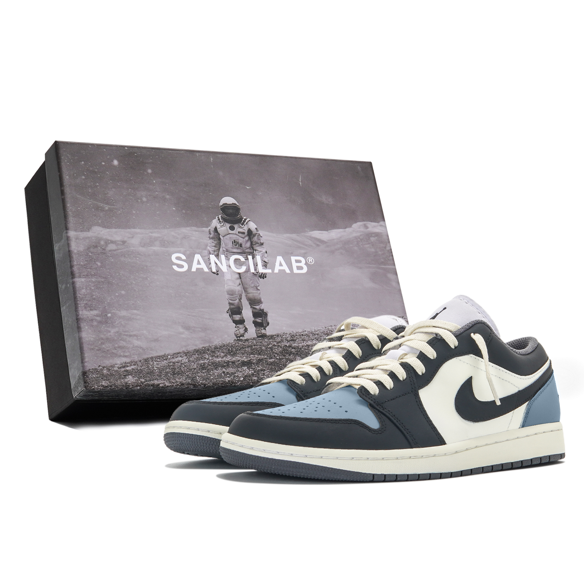 Jordan Air Jordan 1 Abrasion Resistant Abrasion Resistant Low top Vintage Basketball Shoes Unisex Black Blue