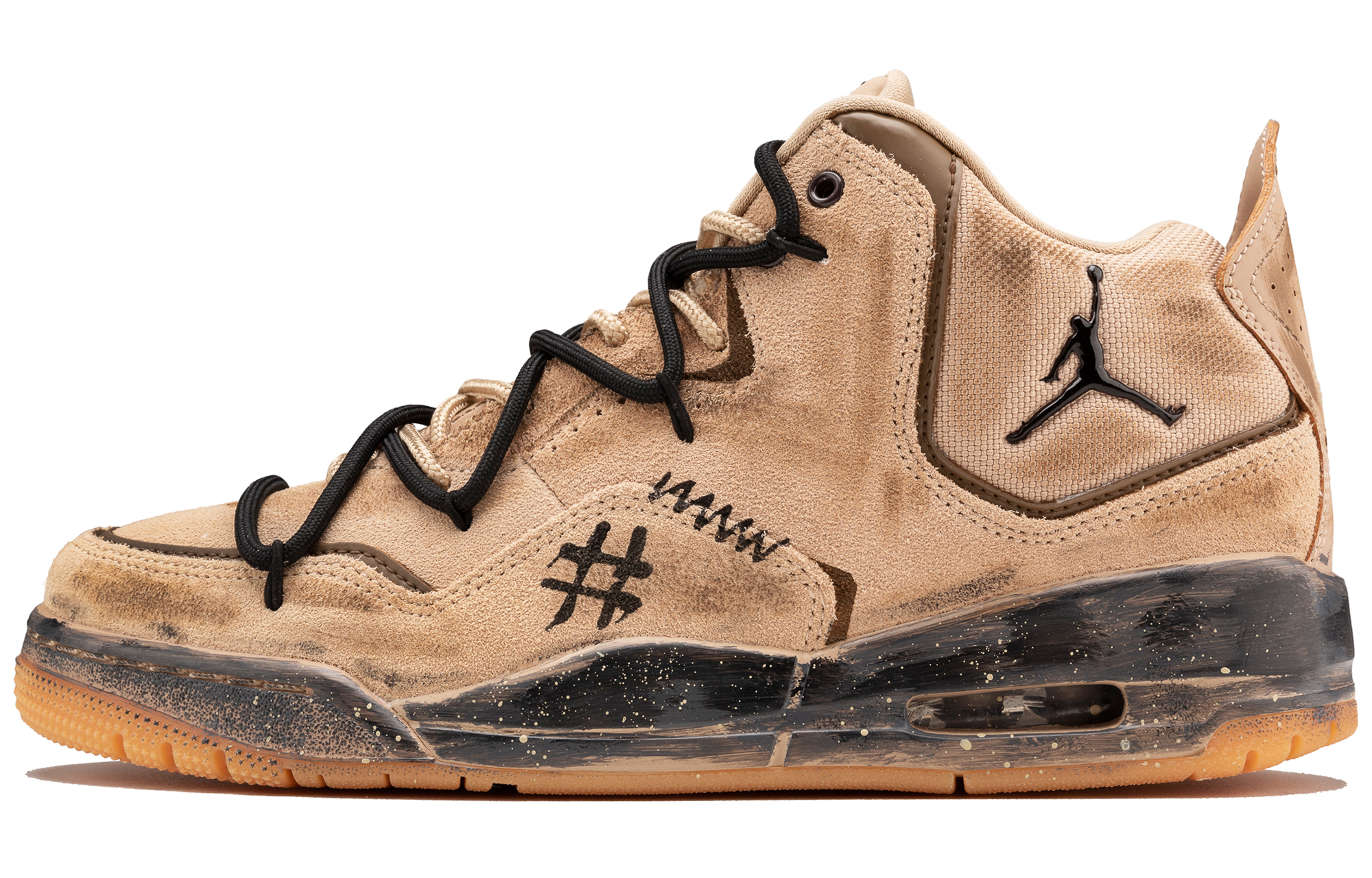 Jordan Courtside 23 Leather Abrasion Resistant Mid top Vintage Basketball Shoes Unisex Light Brown