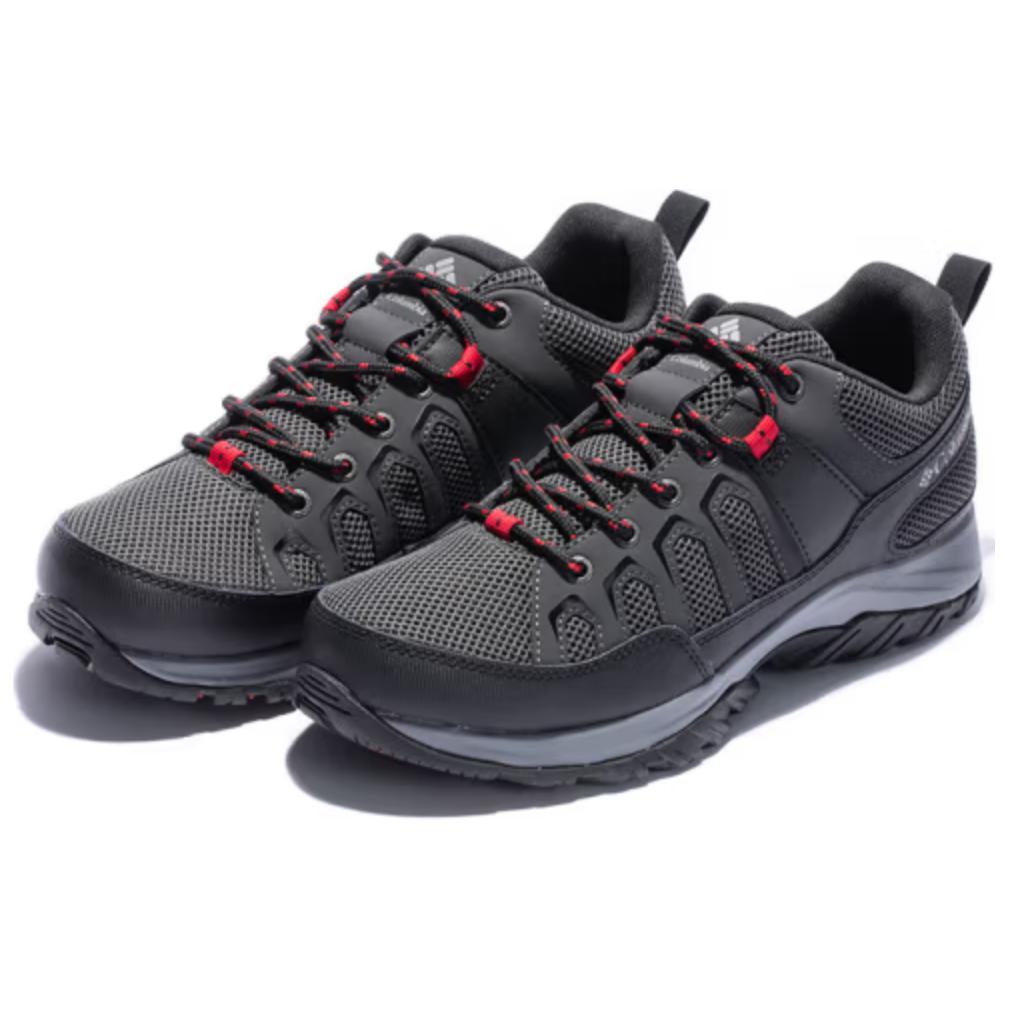 Columbia Slip Resistant Abrasion Resistant Low top Hiking Shoes Men’s Dark Gray Red