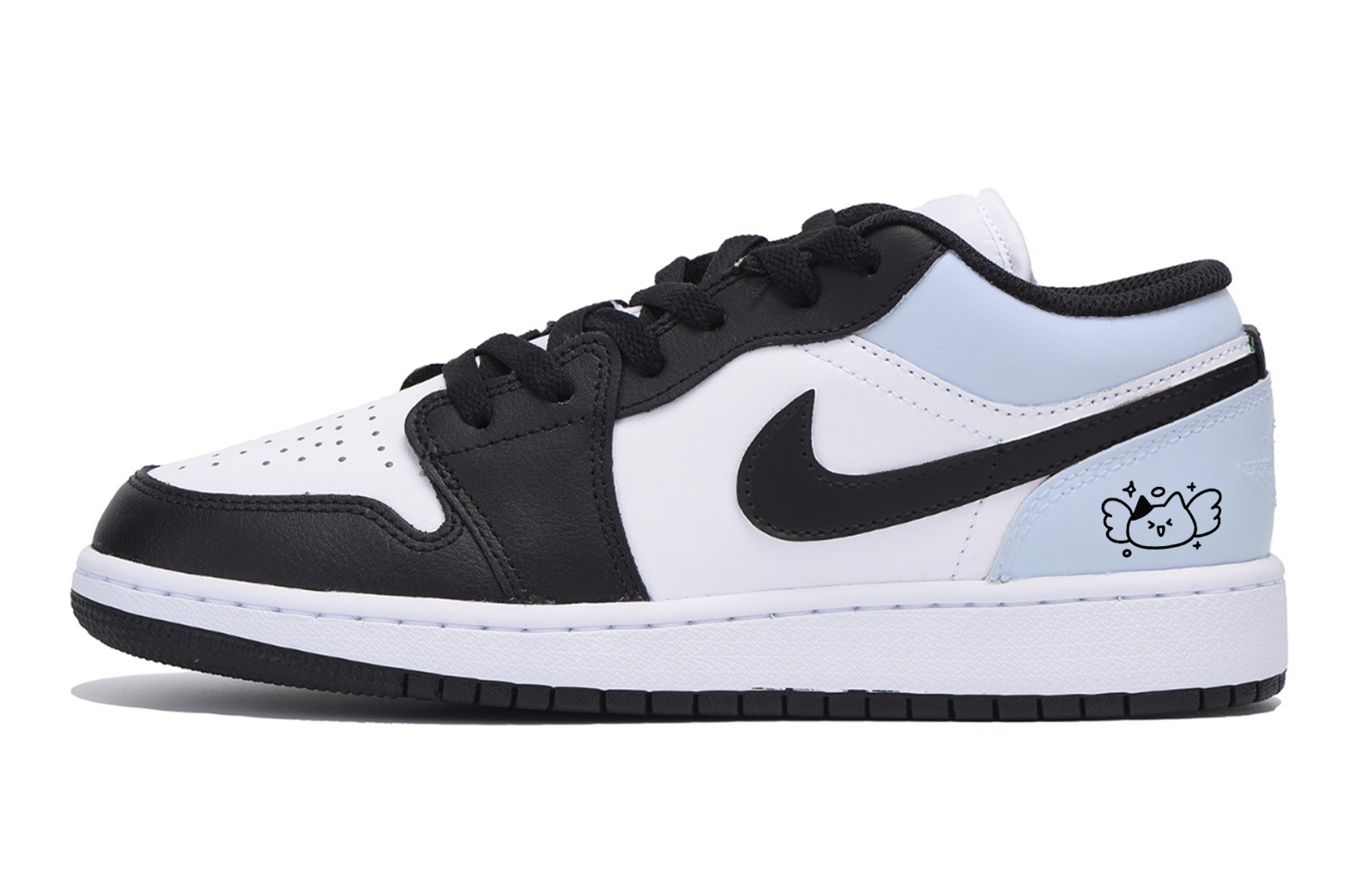 Jordan Air Jordan 1 Puppy Fragment Slip Resistant Abrasion Resistant Low top Vintage Basketball Shoes Men's Black Blue