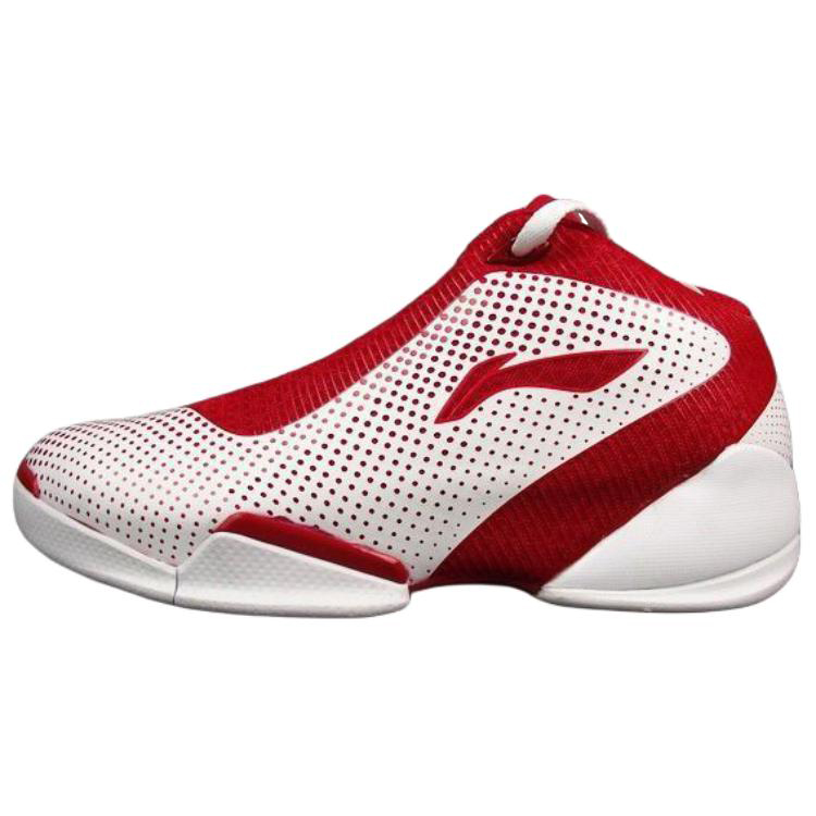 Li Ning Cushioning Abrasion Resistant Cushioning, Wear Resistant Mid top Basketball Shoes Unisex Red White