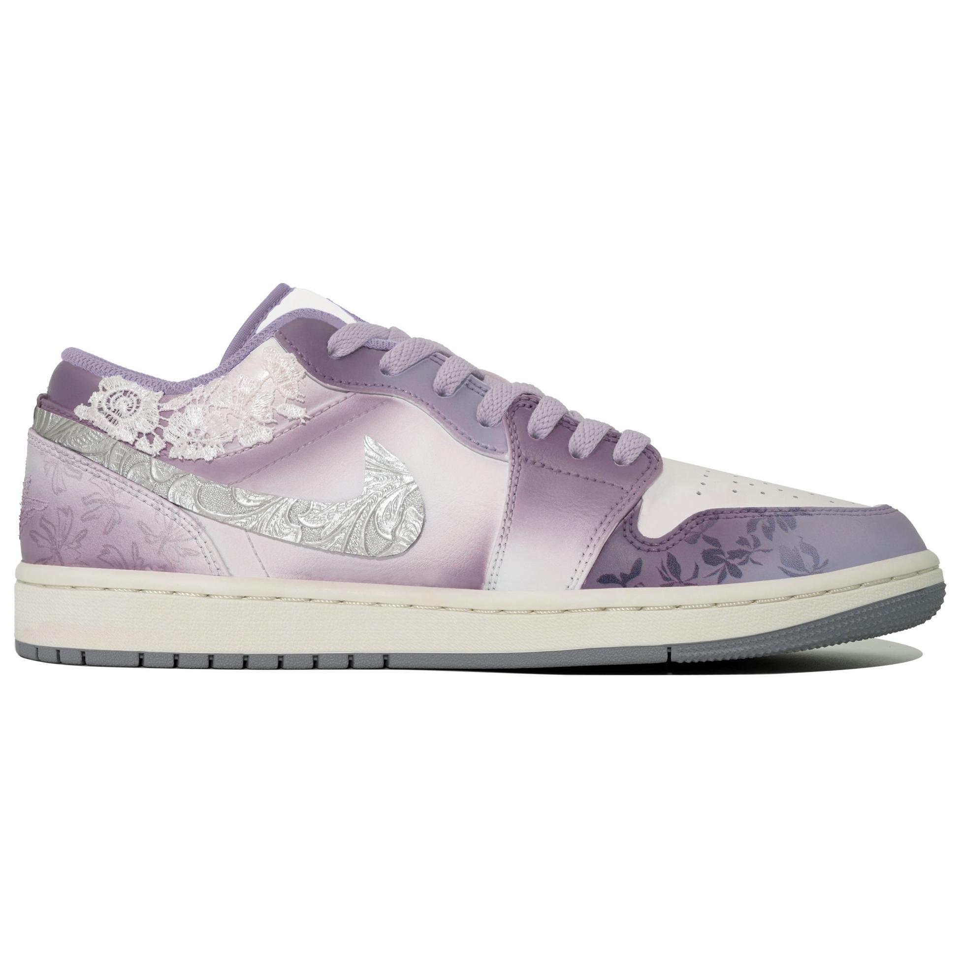 Jordan Air Jordan 1 Wan Hua Nong, Huai Yin Zui, Shopping Bag Low top Vintage Basketball Shoes Women’s Gray Purple