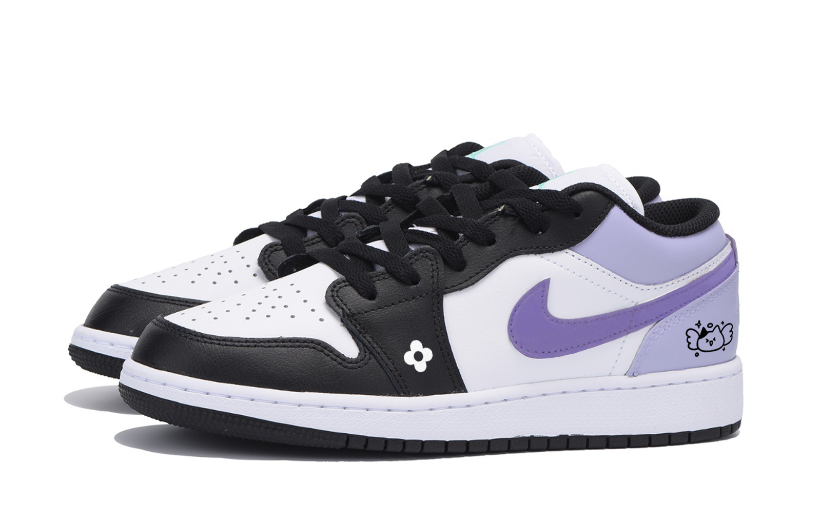 Jordan Air Jordan 1 Low top Vintage Basketball Shoes Men’s Black White Purple