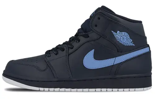 Jordan Air Jordan 1 Mid versatile shock-absorbing anti-slip mid-top retro basketball shoes men's navy blue