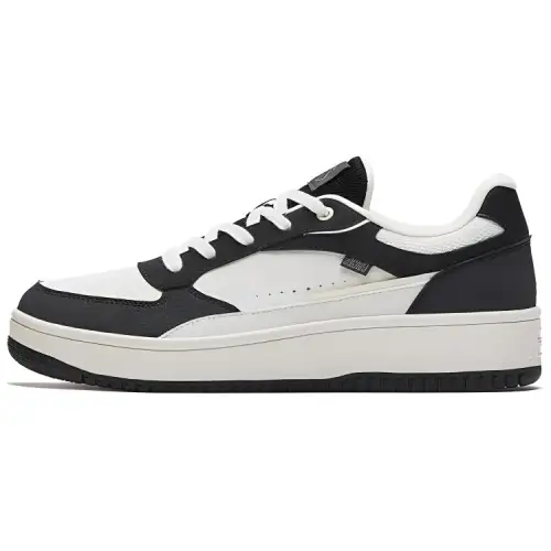 Anta Textile, Synthetic Leather Slip Resistant Abrasion Resistant Low top Skateboard Shoes Men's Black White