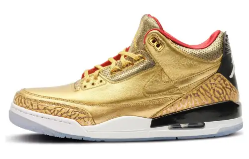 Spike Lee x Jordan Air Jordan 3 'Gold Oscars' PE Slip Resistant Mid top Vintage Basketball Shoes Men's Gold