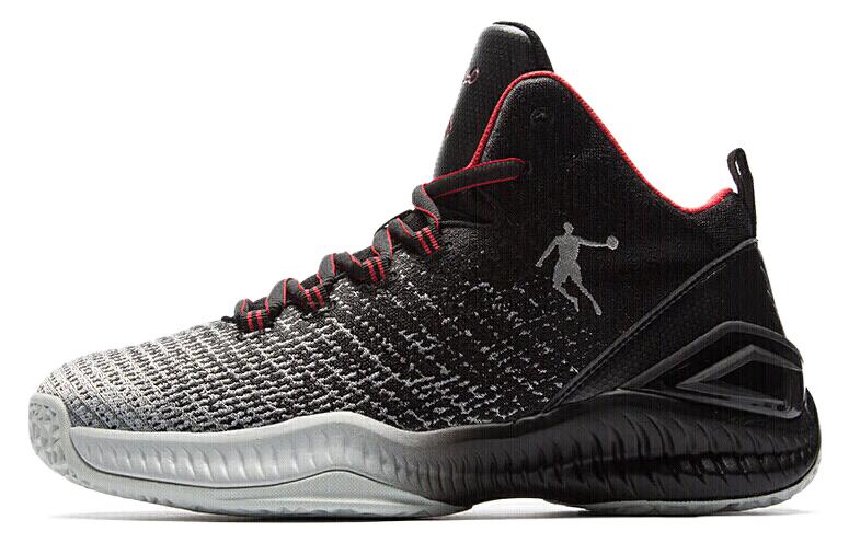 QIAODAN Cushioning Abrasion Resistant Cushioning, Wear Resistant Mid top Basketball Shoes Men’s Black Red
