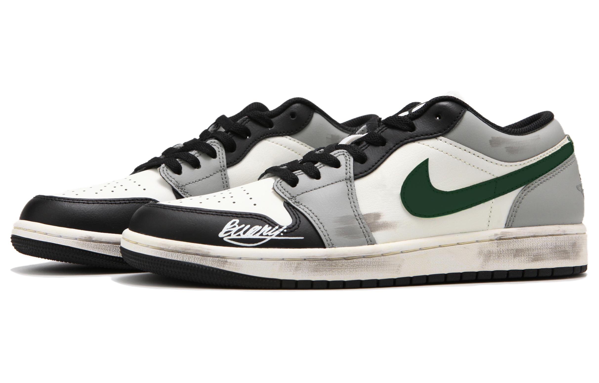 Jordan Air Jordan 1 Vintage Basketball Shoes Women’s Low Top Beige Gray Black