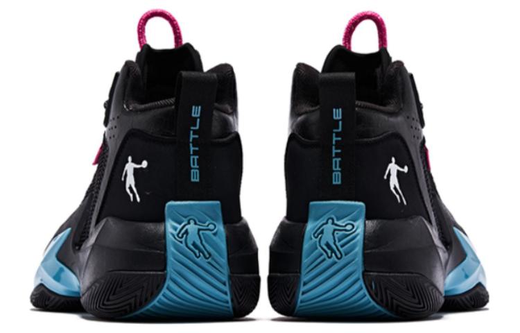 QIAODAN Slip Resistant Abrasion Resistant High top Basketball Shoes Men’s Black Blue