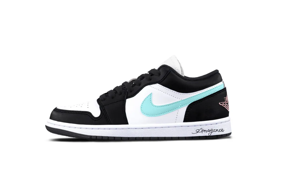 Jordan Air Jordan 1 Little Tiffany Cushioning, Wear Resistant Low top Vintage Basketball Shoes Unisex Black Green