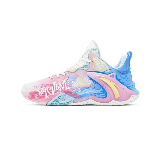 Anta Airspace 4 Berry Boba Fabric Slip Resistant Abrasion Resistant Low top Basketball Shoes Unisex Pink Blue