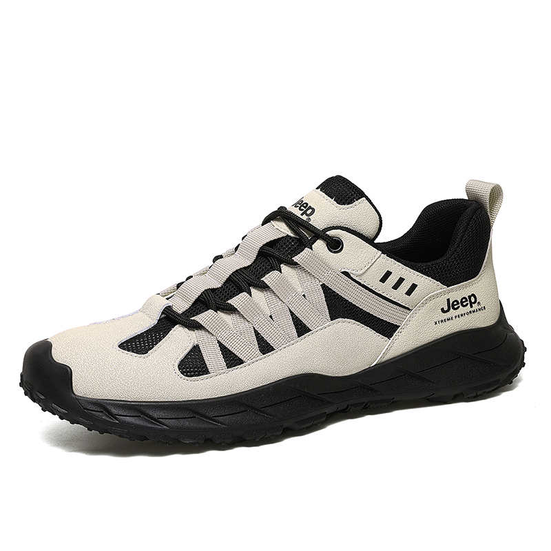 Jeep Textile, Synthetic Leather Low top Hiking Shoes Men’s Black Sand
