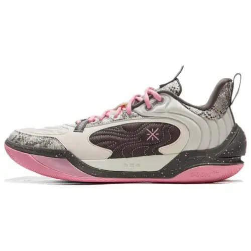 Li Ning Cushioning Slip Resistant Abrasion Resistant Low top Basketball Shoes Men's White Black Pink