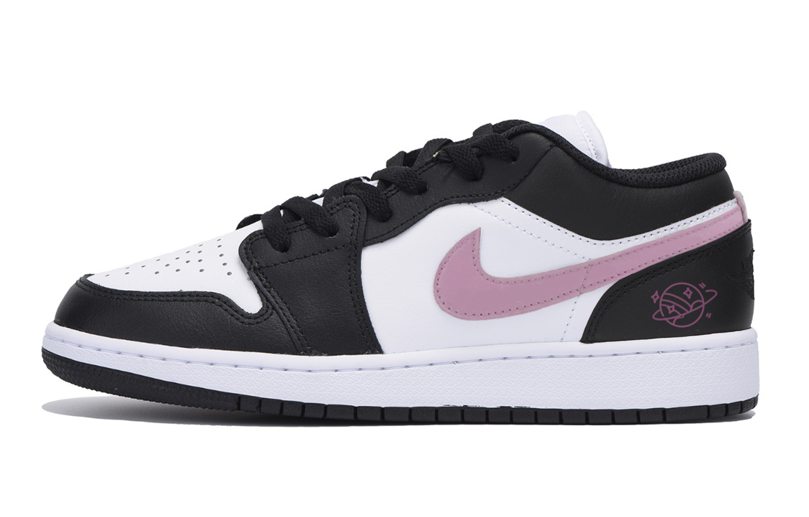 Jordan Air Jordan 1 Abrasion Resistant Slip Resistant Low top Vintage Basketball Shoes Men’s Black White Pink