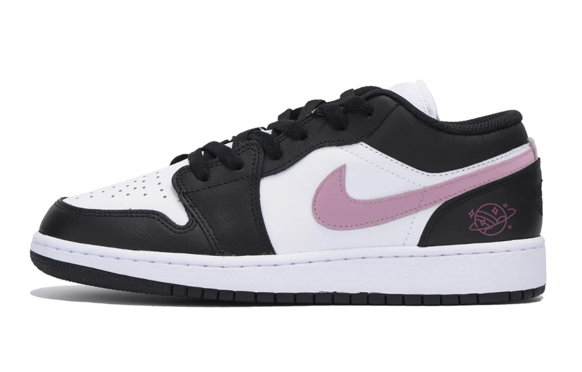 Jordan Air Jordan 1 Abrasion Resistant Slip Resistant Low top Vintage Basketball Shoes Men's Black White Pink