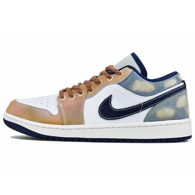 Jordan Air Jordan 1 Abrasion Resistant Low top Vintage Basketball Shoes Men’s Brown Blue
