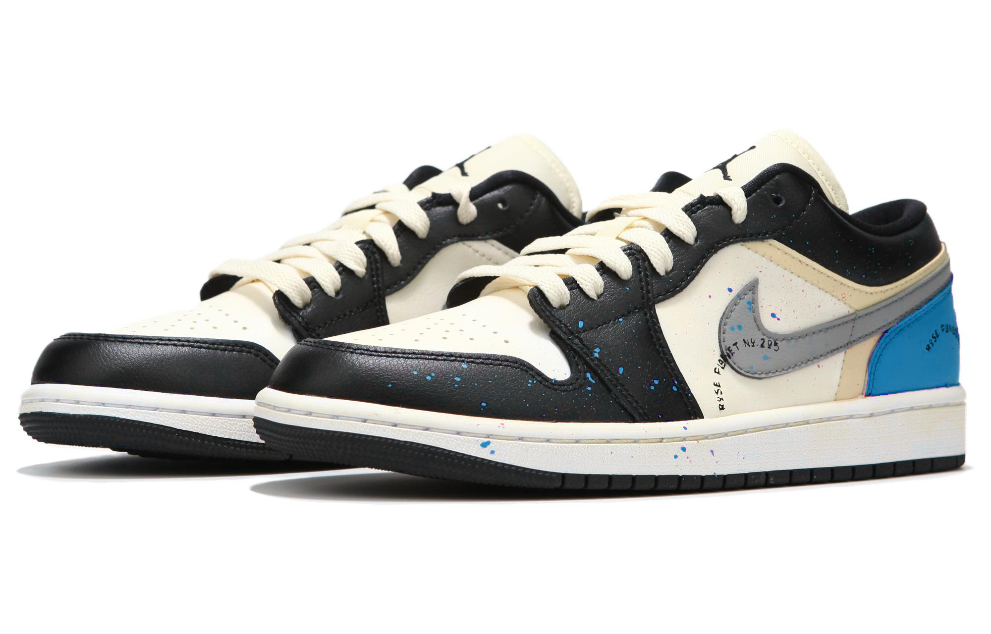 Jordan Air Jordan 1 Low Slip Resistant Abrasion Resistant Low top Vintage Basketball Shoes Men’s Black Blue